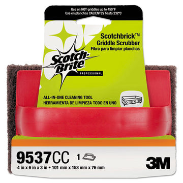 Scotch-Brite™ PROFESSIONAL Scotchbrick Griddle Scrubber 9537, 4 X 6 X 3, Red-black, 12-carton freeshipping - TVN Wholesale